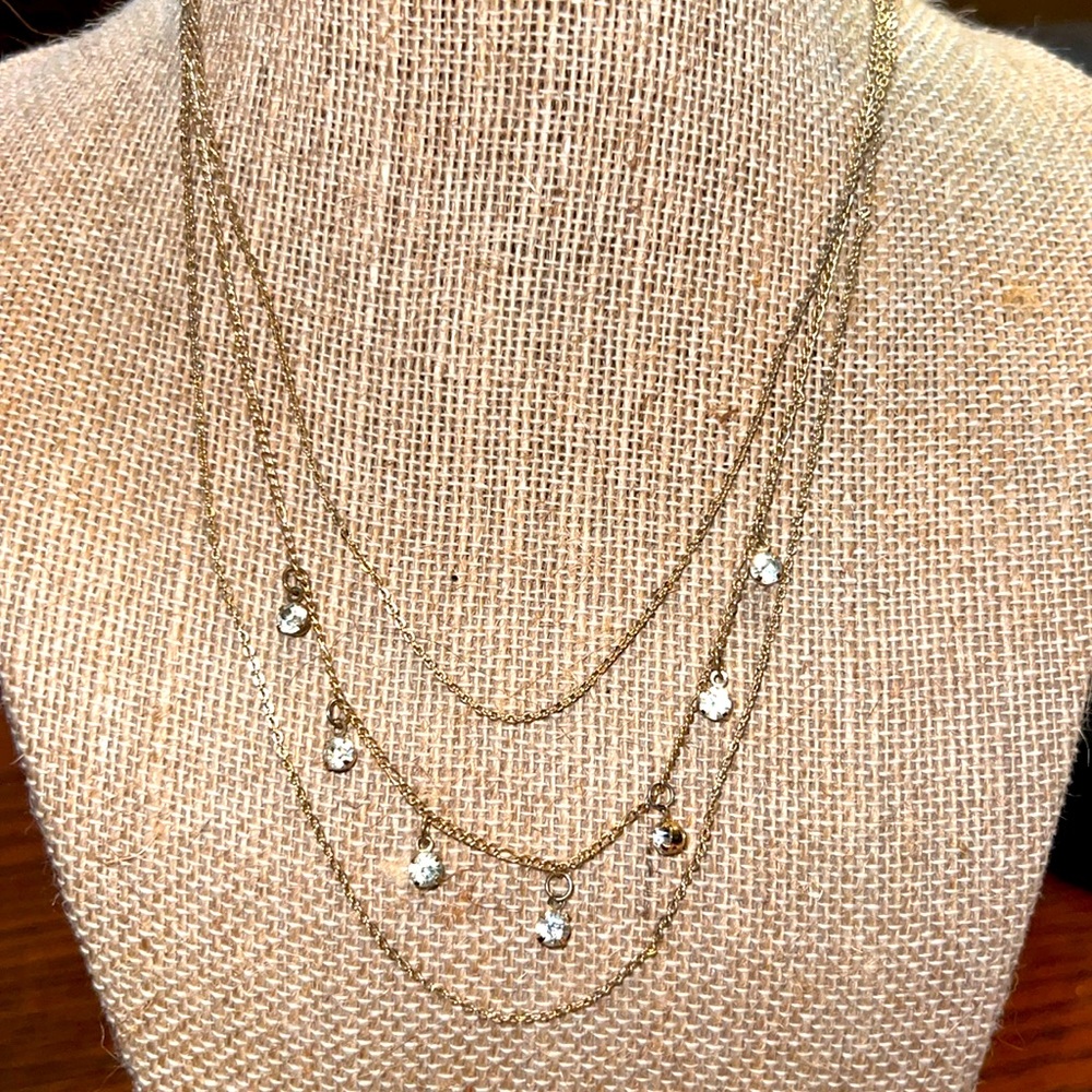 Triple Tiered Seven CZ Necklace.